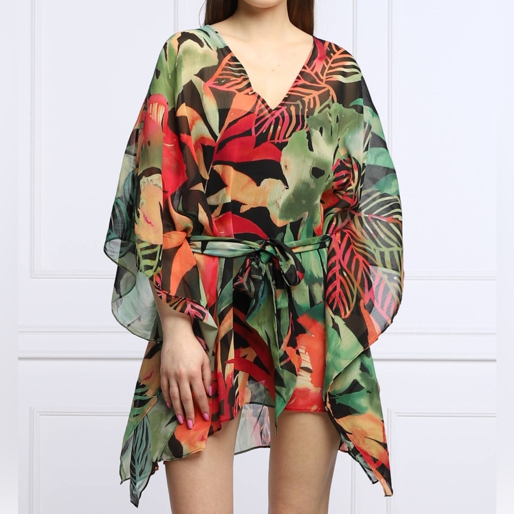 Ralph Lauren Multicolor Leaf Print Swim Cover-Up, size medium-1X